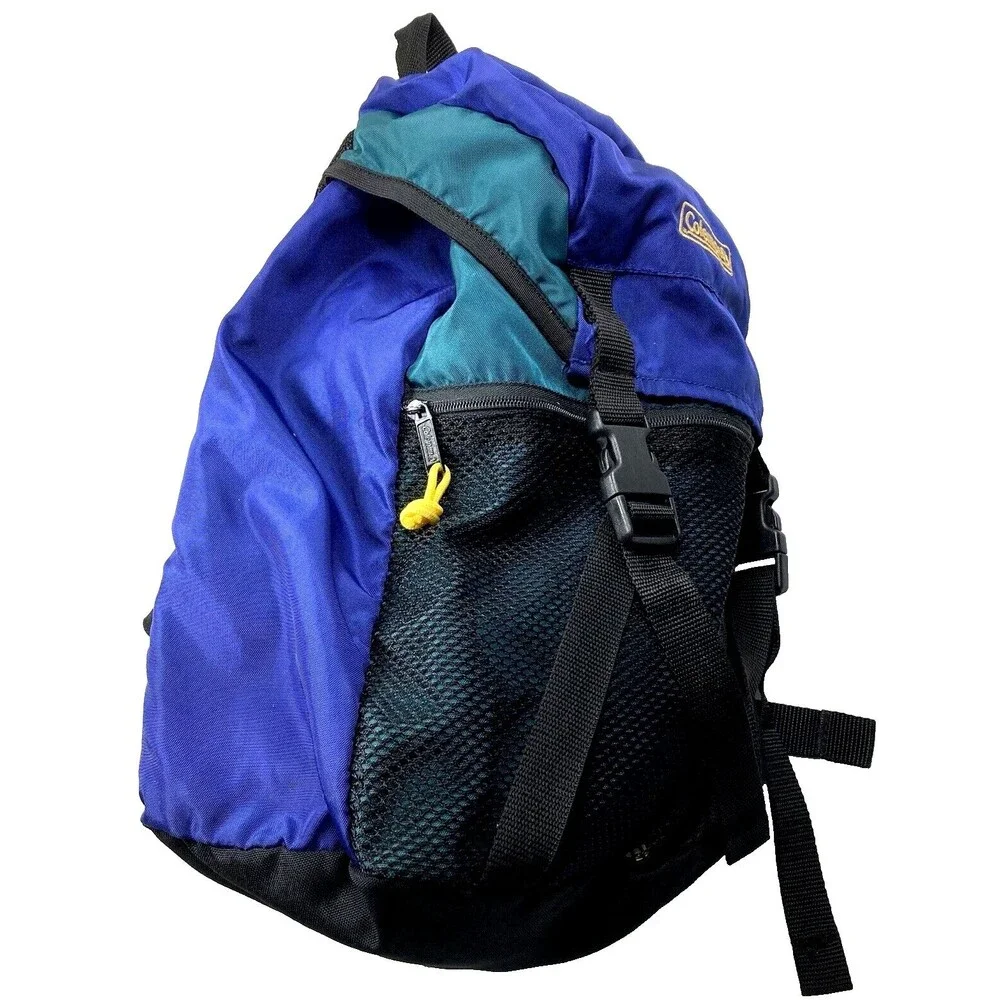 Coleman Vintage Backpack Purple Teal Colorblock Y2K 18